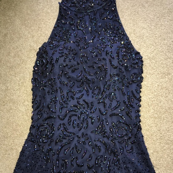 🎉floor length navy blue sequined prom dress🎉 - Picture 3 of 8